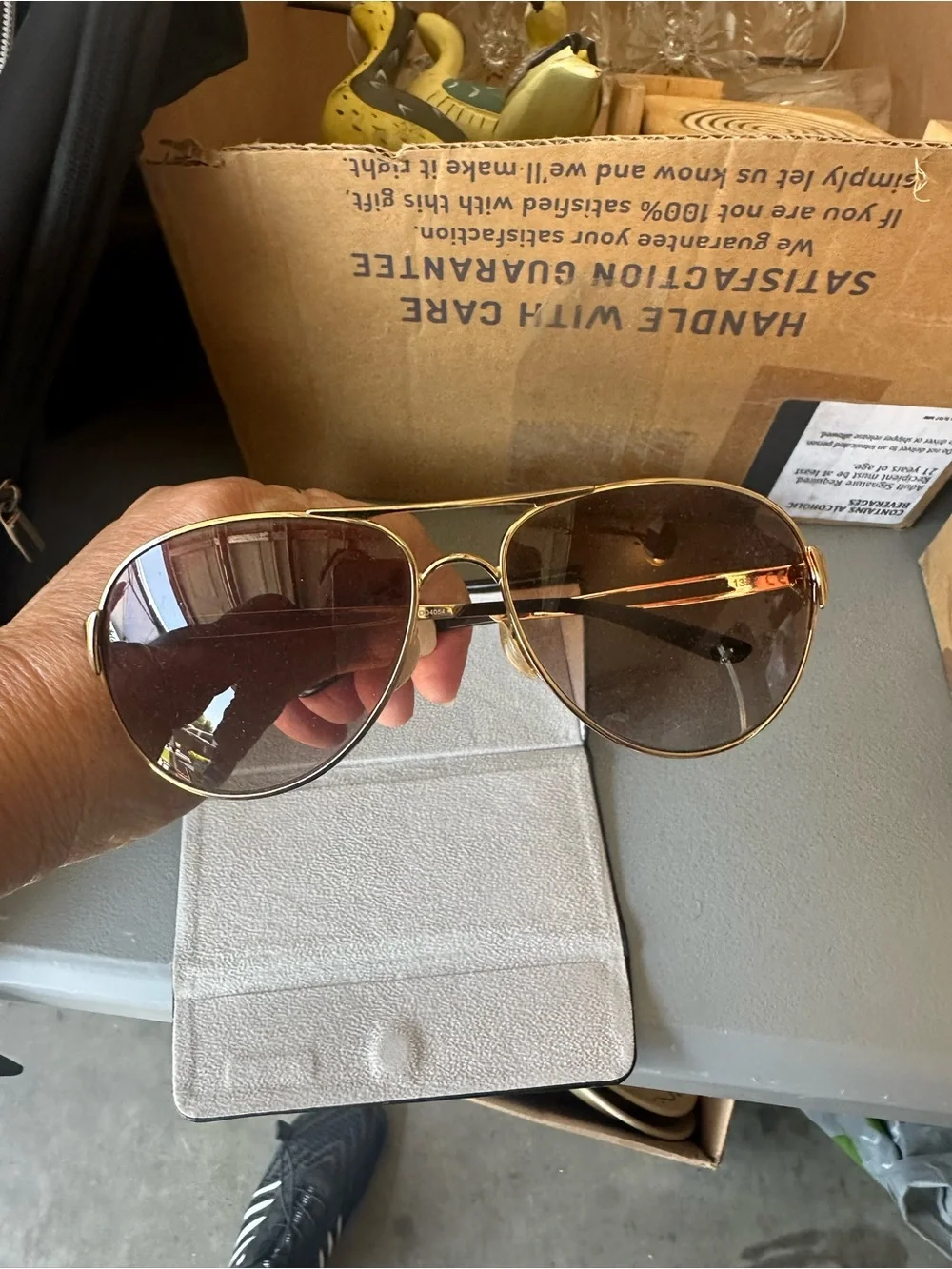 Classic Aviator Sunglasses - Gold Frame with Brown Lenses